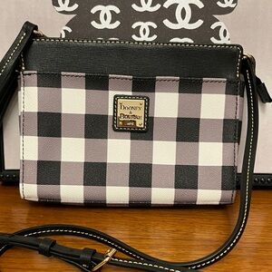 EUC Dooney & Bourke Black and White Plaid Crossbody Bag